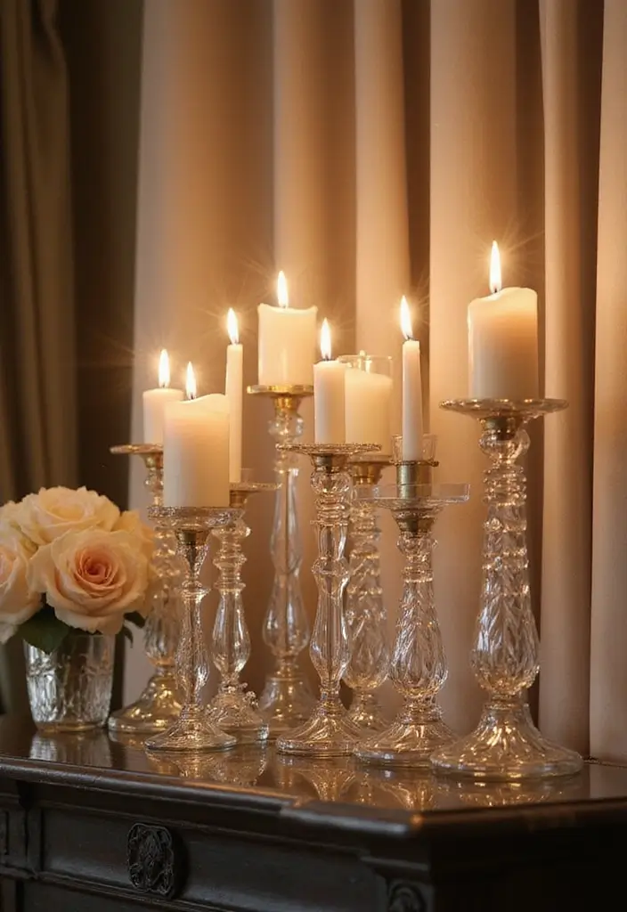 30+ Glass Candle Holder Decor Ideas That Feel Warm and Cozy 8 30+ Glass Candle Holder Decor Ideas That Feel Warm and Cozy - 2. Crystal Cut Glass Holders