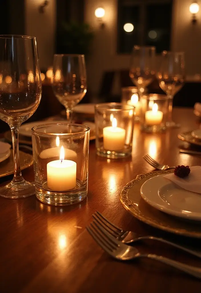 30+ Glass Candle Holder Decor Ideas That Feel Warm and Cozy 80 30+ Glass Candle Holder Decor Ideas That Feel Warm and Cozy - 24. Reflected Glass Candle Holders