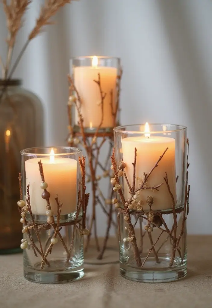 30+ Glass Candle Holder Decor Ideas That Feel Warm and Cozy 115 30+ Glass Candle Holder Decor Ideas That Feel Warm and Cozy - 29. Glass Candle Holders with Decorative Accents