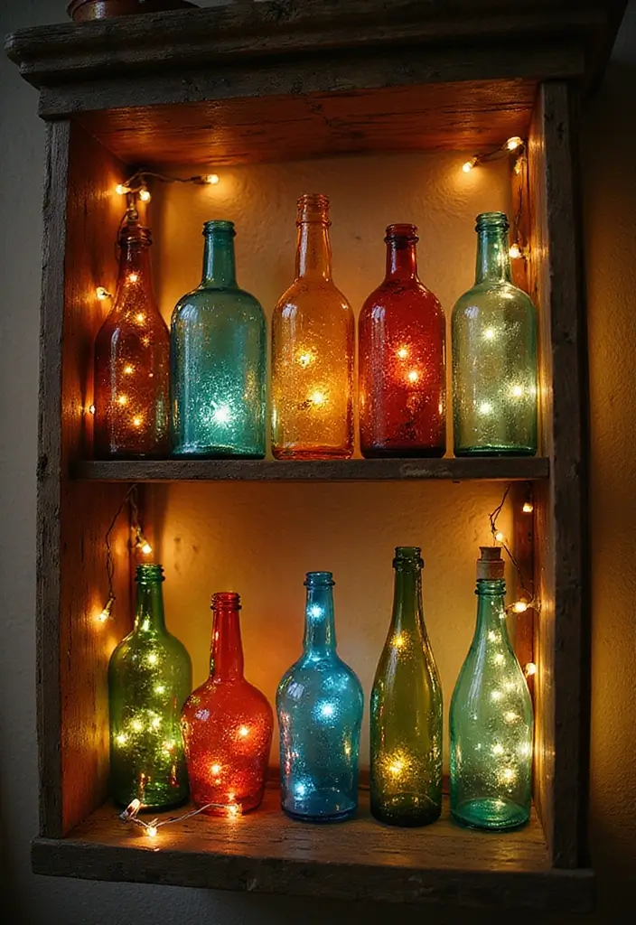 30 Large Glass Bottle Decor Ideas That Make a Statement 1 30 Large Glass Bottle Decor Ideas That Make a Statement - 1. Vintage Charm with Colorful Bottles