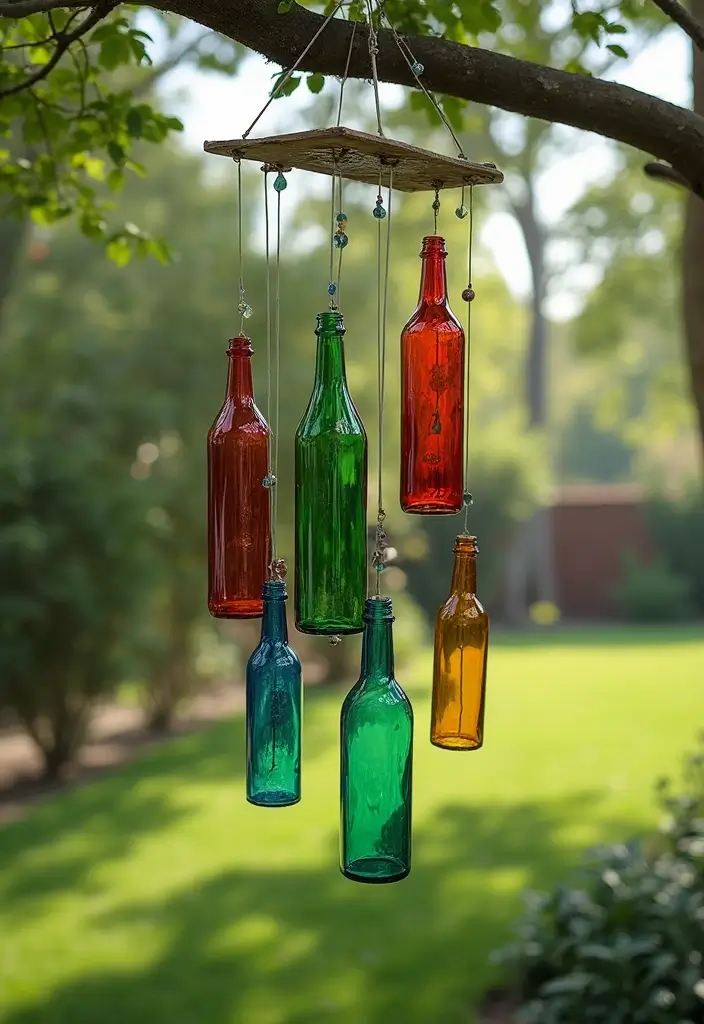 30 Large Glass Bottle Decor Ideas That Make a Statement 27 30 Large Glass Bottle Decor Ideas That Make a Statement - 11. Glass Bottle Wind Chimes