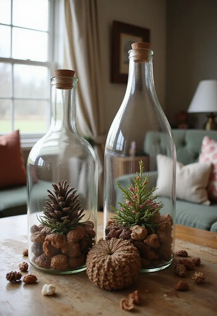 30 Large Glass Bottle Decor Ideas That Make a Statement 31 30 Large Glass Bottle Decor Ideas That Make a Statement - 13. Seasonal Bottle Decor