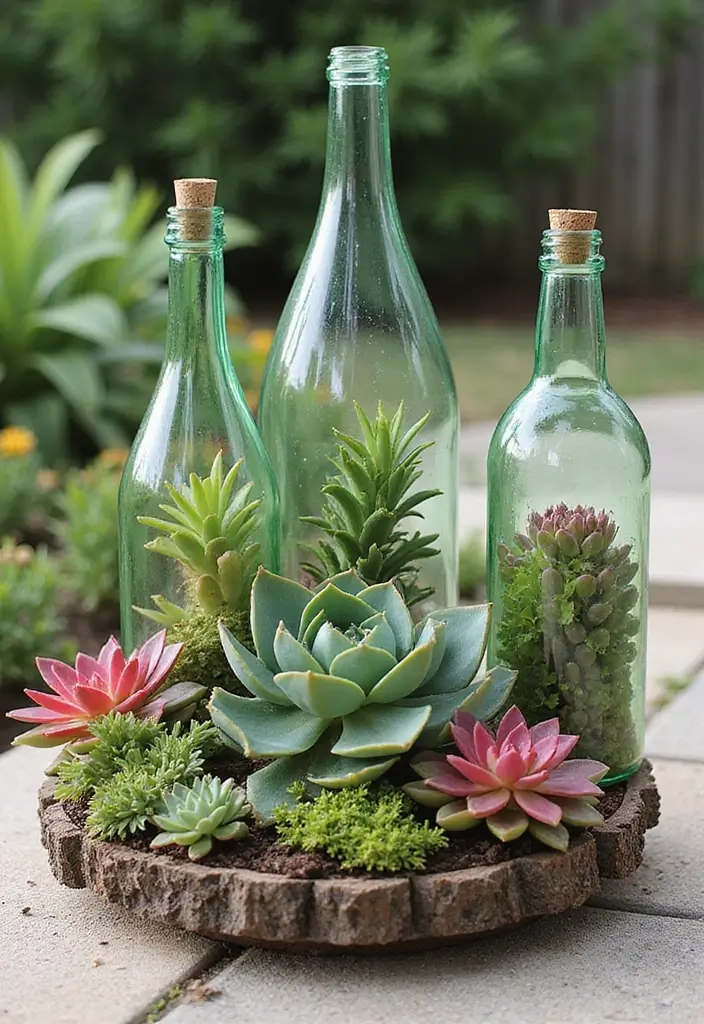 30 Large Glass Bottle Decor Ideas That Make a Statement 43 30 Large Glass Bottle Decor Ideas That Make a Statement - 17. Artistic Bottle Garden
