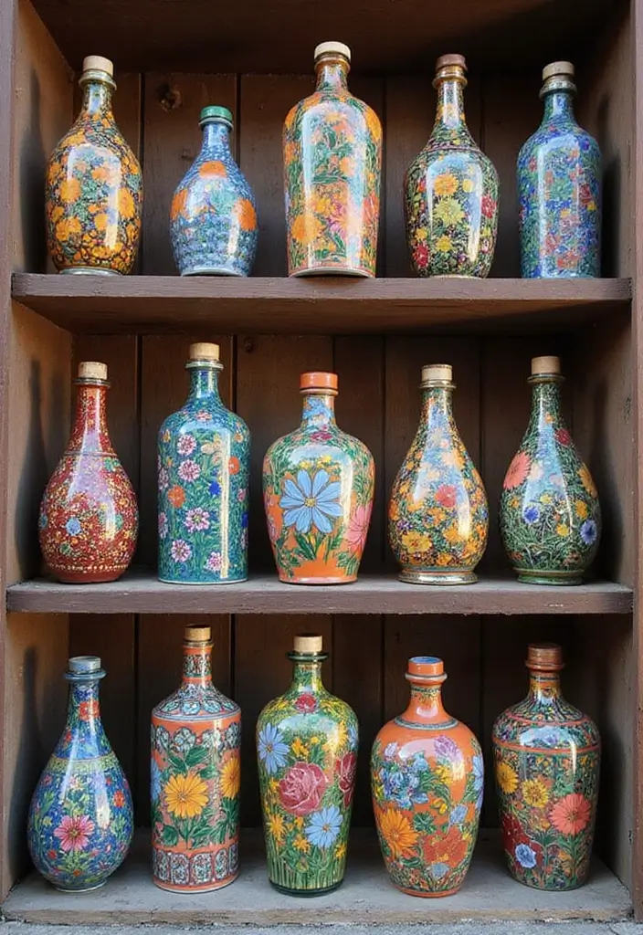 30 Large Glass Bottle Decor Ideas That Make a Statement 53 30 Large Glass Bottle Decor Ideas That Make a Statement - 21. Hand-Painted Bottle Decor