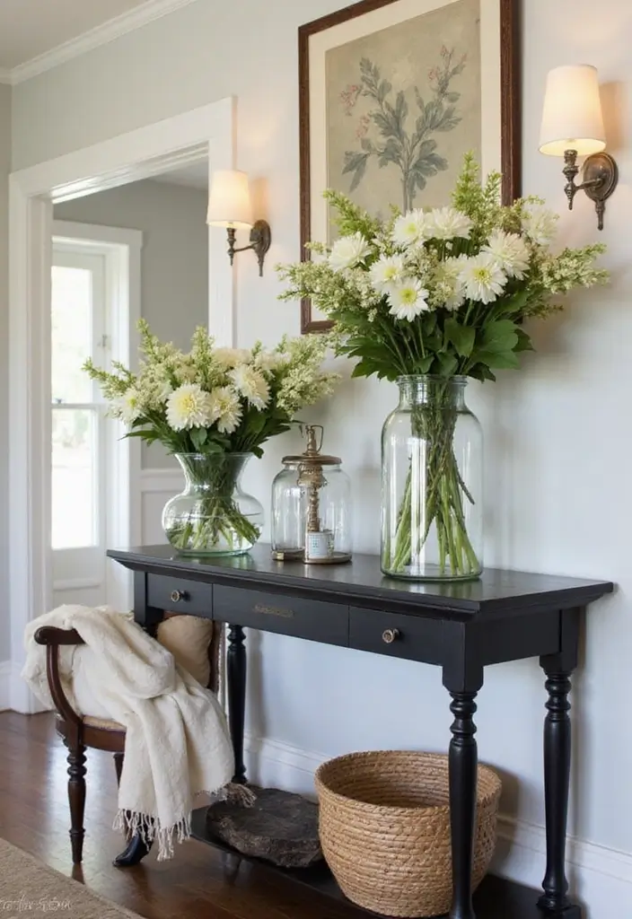 30 Large Glass Bottle Decor Ideas That Make a Statement 70 30 Large Glass Bottle Decor Ideas That Make a Statement - 28. Charming Entryway Decor