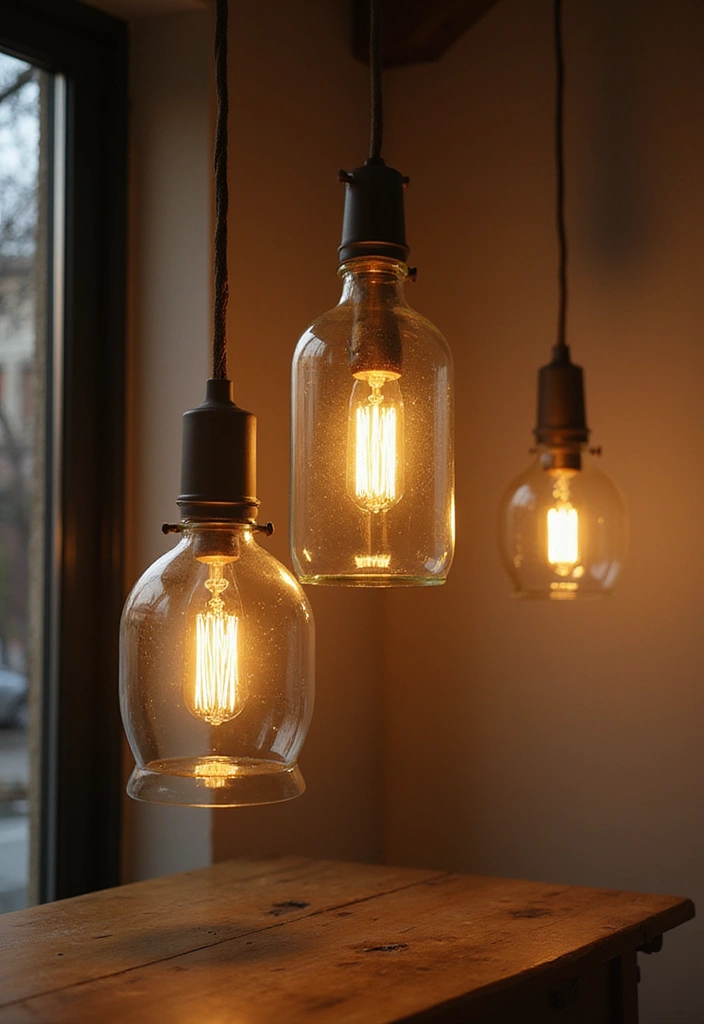 30 Large Glass Bottle Decor Ideas That Make a Statement 24 30 Large Glass Bottle Decor Ideas That Make a Statement - 8. Unique Lighting Fixtures