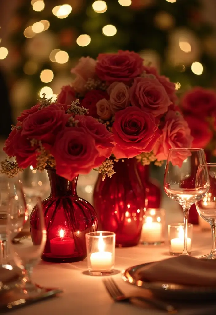 30+ Red Glass Vase Decor Ideas That Add Warmth and Energy 50 30+ Red Glass Vase Decor Ideas That Add Warmth and Energy - 18. Elegant Wedding Centerpieces