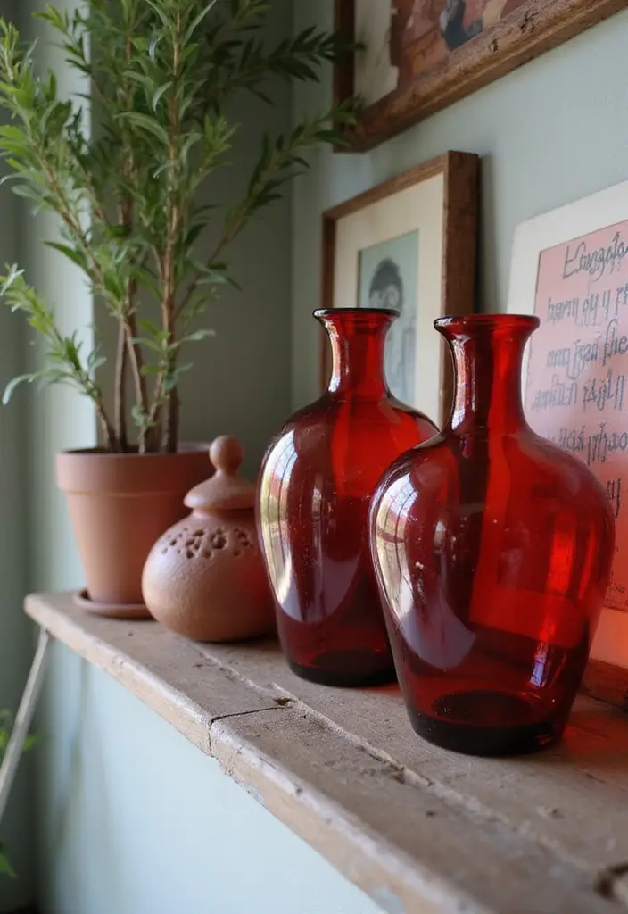 30+ Red Glass Vase Decor Ideas That Add Warmth and Energy 56 30+ Red Glass Vase Decor Ideas That Add Warmth and Energy - 22. Transforming Vintage Finds
