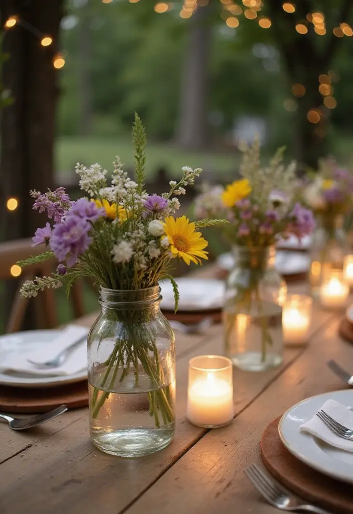 30 Wedding Decor Ideas Featuring Glass Jugs and Fairy Lights 1 30 Wedding Decor Ideas Featuring Glass Jugs and Fairy Lights - 1. Rustic Glass Jug Centerpieces
