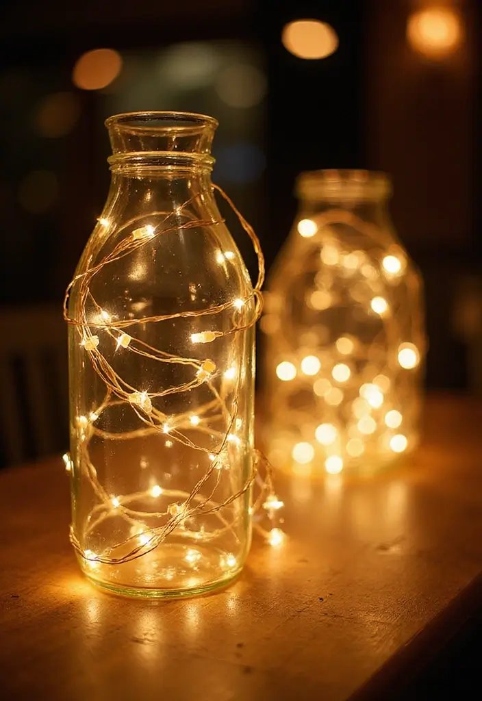 30 Wedding Decor Ideas Featuring Glass Jugs and Fairy Lights 33 30 Wedding Decor Ideas Featuring Glass Jugs and Fairy Lights - 13. Fairy Light Accents on Glass Jugs
