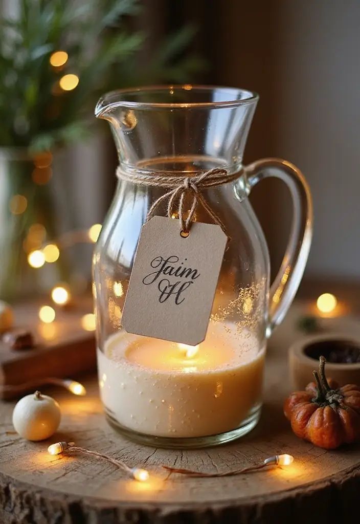 30 Wedding Decor Ideas Featuring Glass Jugs and Fairy Lights 34 30 Wedding Decor Ideas Featuring Glass Jugs and Fairy Lights - 14. Glass Jugs with Personalized Tags