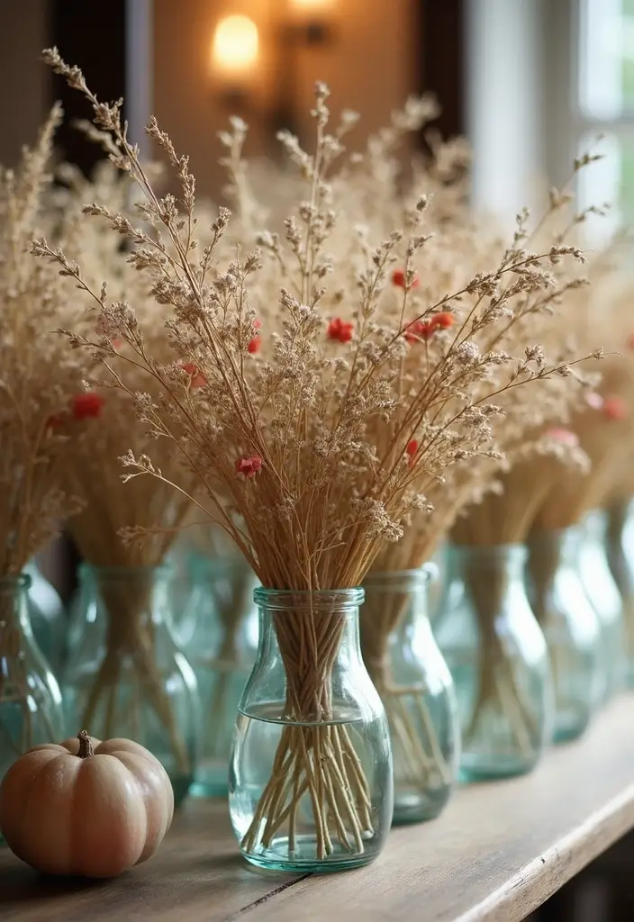 30 Wedding Decor Ideas Featuring Glass Jugs and Fairy Lights 35 30 Wedding Decor Ideas Featuring Glass Jugs and Fairy Lights - 15. Glass Jugs Filled with Dried Flowers