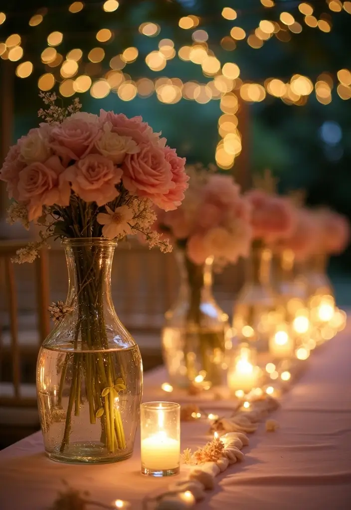 30 Wedding Decor Ideas Featuring Glass Jugs and Fairy Lights 65 30 Wedding Decor Ideas Featuring Glass Jugs and Fairy Lights - 25. Decorative Glass Jugs as Part of the Ceremony