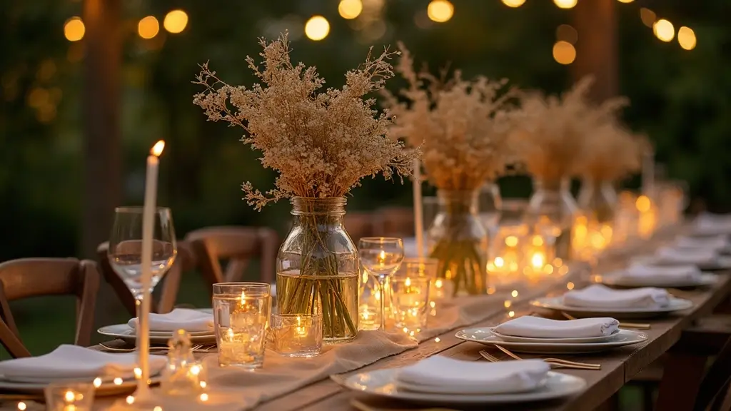 30 Wedding Decor Ideas Featuring Glass Jugs and Fairy Lights